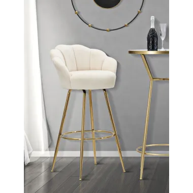 Stołek Barowy VIENNA Kremowy 55 53 110 cm (Wysokość siedziska 88 cm)